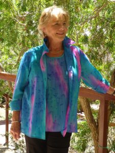 Womans shirt in fine Australian merino wool handpainted in unique colours