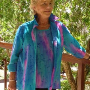 Womans Gelato shirt and top in fine Australian merino wool handpainted in unique colours
