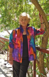 Womans shirt in fine Australian merino wool handpainted in unique colours