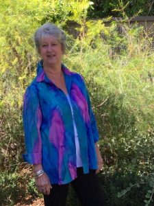 Womans shirt in fine Australian wool handpainted in unique colours