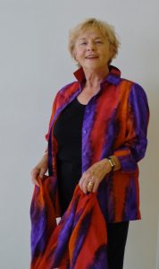 Womans shirt in fine Australian merino wool handpainted in unique colours