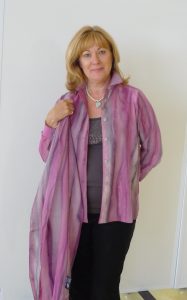 Winter Rose Womans Inspiration wrap in fine Australian merino wool voile handpainted in unique colours