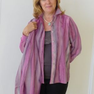 Winter Rose Womans Inspiration wrap in fine Australian merino wool voile handpainted in unique colours